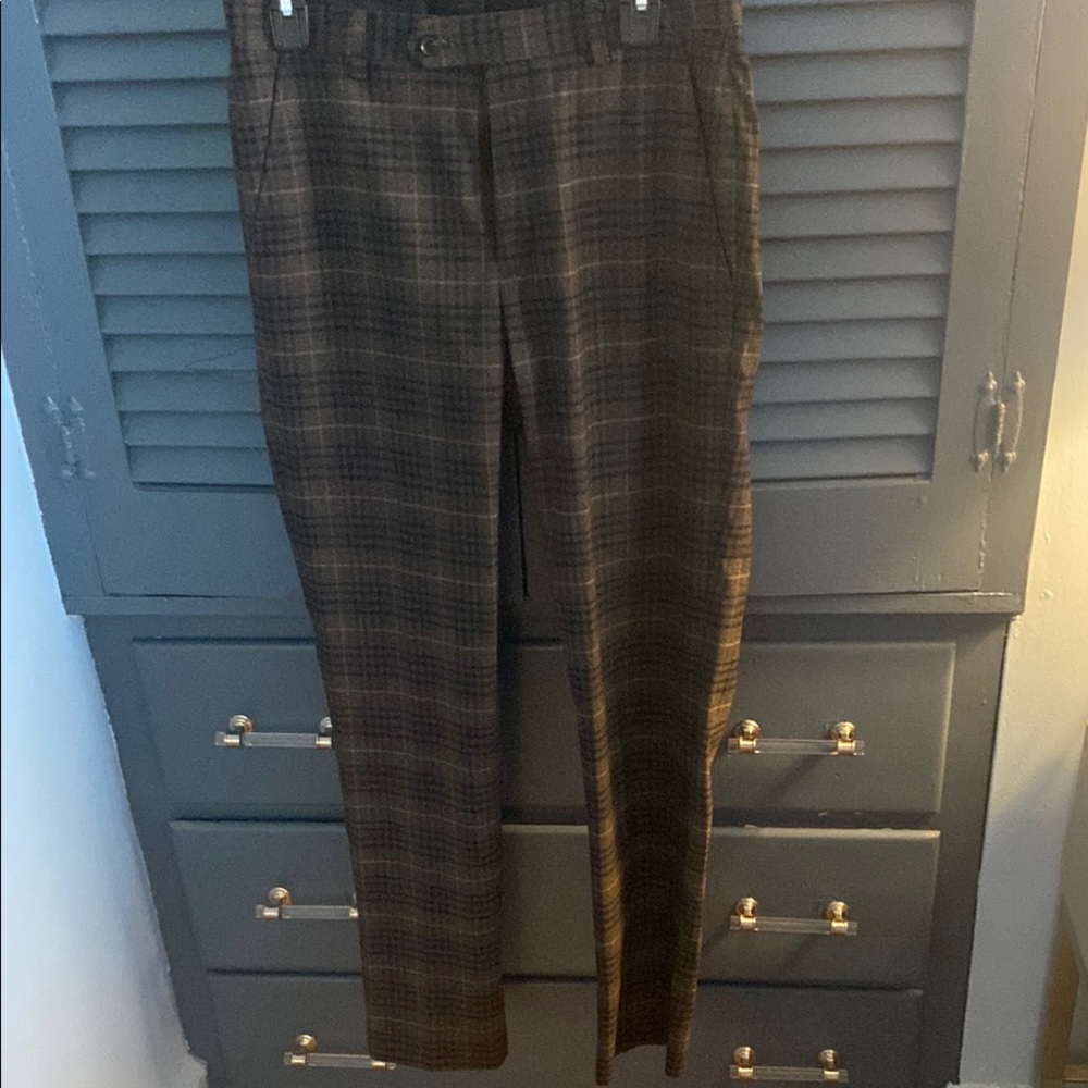 Alfani slim fit Plaid Brown and black dress Trousers - See pics for measurements